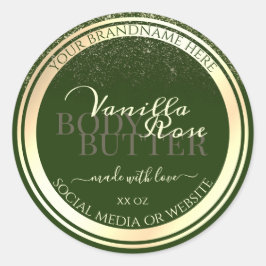 アイキャッチングダークグリーン製品ラベル金ゴールドフレーム ラウンドシール