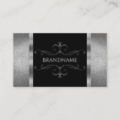 アイキャッチングブラックシルバーグリッター華美オーナメント 名刺 (正面)