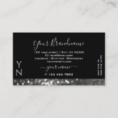 アイキャッチングブラックシルバースパークルグリッターモノグラム 名刺 (裏面)