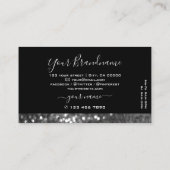 アイキャッチングブラックシルバースパークルグリッター輝き 名刺 (裏面)
