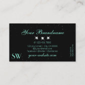 アイキャッチングブラックティール(緑がかった色)宝石きらめくモノグラム 名刺 (裏面)
