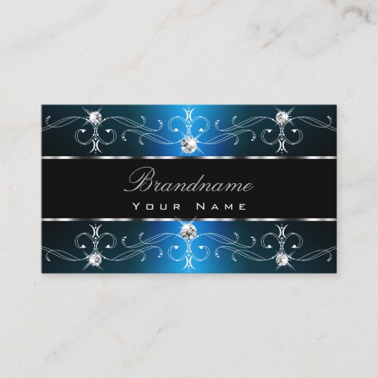 アイキャッチングブラックティール(緑がかった色)縁ど華美オーナメント 名刺 (正面)