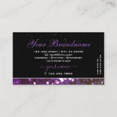 アイキャッチングブラックパープルスパークルグリッター輝き 名刺 (裏面)