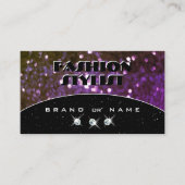 アイキャッチングブラックパープルスパークルグリッター輝き 名刺 (正面)