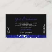 アイキャッチングブラックブルーきらめくグリッターモノグラム 名刺 (裏面)