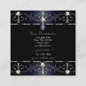 アイキャッチングブラックブルー華美オーナメントモノグラム スクエア名刺 (裏面)