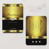 アイキャッチングブラック&金ゴールドジュエリーダイヤモンド 名刺 (正面/裏面)