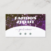 アイキャッチングホワイトパープルスパークルグリッターダイヤモンド 名刺 (正面)