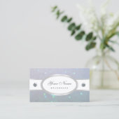 アイキャッチングホワイトベビーブルーライトパールグリッター 名刺 (スタンド正面)