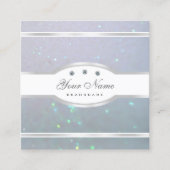 アイキャッチングホワイトライトベビーブルーパールグリッター スクエア名刺 (正面)