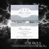 アイキャッチングホワイトライトベビーブルーパールグリッター スクエア名刺