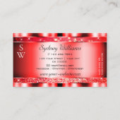 アイキャッチングルビーレッドグリッタースパークスターズイニシャル 名刺 (裏面)