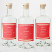 アイキャッチングレッド製品ラベル金ゴールドきらめく枠 リキュールボトルラベル (ボトル)