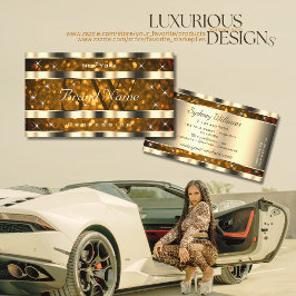 アイキャッチング金ゴールドオレンジグリッタースターズモノグラム 名刺