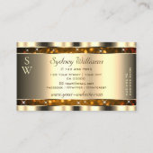 アイキャッチング金ゴールドオレンジグリッタースターズモノグラム 名刺 (裏面)