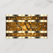 アイキャッチング金ゴールドオレンジグリッタースターズモノグラム 名刺 (正面)