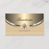 アイキャッチング金ゴールドパステルベージュウィズダフェイクモンド 名刺 (正面)