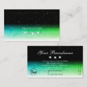 アイキャッチ白黒とロゴジュエリー付きティール（緑がかった色） 名刺 (正面/裏面)