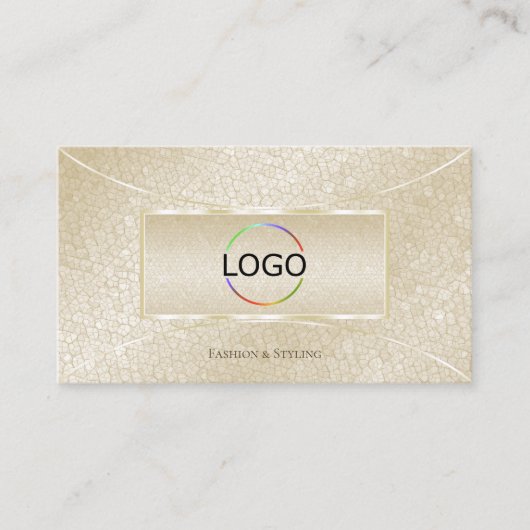 アイキャッチ絹クリームスネークパターン付きロゴ 名刺 (正面)