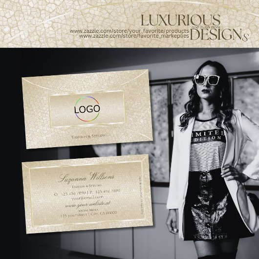 アイキャッチ絹クリームスネークパターン付きロゴ 名刺