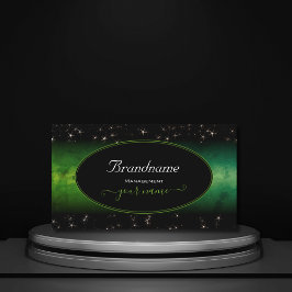 アイキャッチ緑の大理石黒かわいいグリッター星 名刺