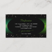 アイキャッチ緑の大理石黒かわいいグリッター星 名刺 (裏面)