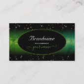 アイキャッチ緑の大理石黒かわいいグリッター星 名刺 (正面)