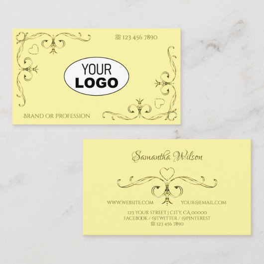 アイキャッチ華美金ゴールドコーナーとロゴクリーム 名刺 (正面/裏面)