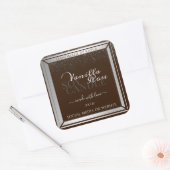 アイキャッチ製品ラベル（ダークブラウンとシルバー） スクエアシール (封筒)