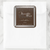 アイキャッチ製品ラベル（ダークブラウンとシルバー） スクエアシール (バッグ)