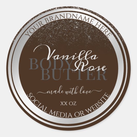 アイキャッチ製品ラベル（ダークブラウンとシルバー） ラウンドシール (正面)