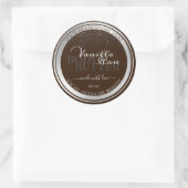 アイキャッチ製品ラベル（ダークブラウンとシルバー） ラウンドシール (バッグ)