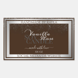 アイキャッチ製品ラベル（ダークブラウンとシルバー） 長方形シール