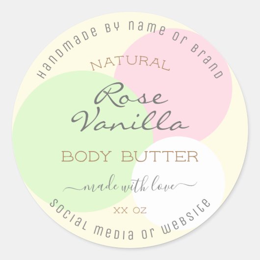 アイキャッチ製品包装ラベルパステル色 ラウンドシール (正面)