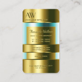 アイキャッチ金ゴールドおよびガラスティール（緑がかった色）流体3D文字 名刺 (裏面)