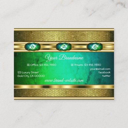 アイキャッチ金ゴールドエフェクトティール(緑がかった色)とダイヤフェイクン 名刺 (裏面)