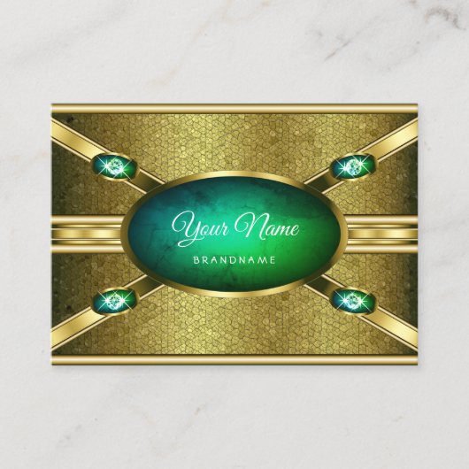 アイキャッチ金ゴールドエフェクトティール(緑がかった色)とダイヤフェイクン 名刺 (正面)
