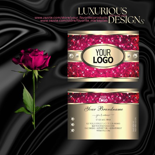 アイキャッチ金ゴールドピンクグリッターダイヤモンド追加ロゴ 名刺