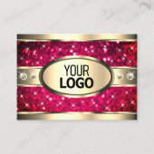 アイキャッチ金ゴールドピンクグリッターダイヤモンド追加ロゴ 名刺 (正面)