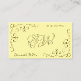 アイキャッチ金ゴールド華美コーナーイニシャルオンクリーム 名刺