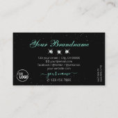 アイキャッチ黒いティール（緑がかった色）きらめく宝石とロゴ 名刺 (裏面)