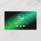 アイキャッチ黒いティール（緑がかった色）きらめく宝石とロゴ 名刺 (正面)
