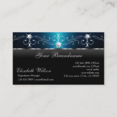 アイキャッチ黒いティール（緑がかった色）のロゴ付き四角い宝石 名刺 (裏面)