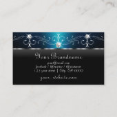 アイキャッチ黒いティール(緑がかった色)スクワイグド宝石モノグラム 名刺 (裏面)