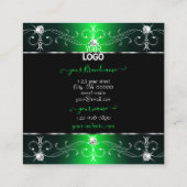 アイキャッチ黒い緑の華美オーナメントロゴの追加 スクエア名刺 (裏面)