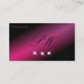 アイキャッチ黒ピンクスパークルダイヤモンドイニシャル 名刺 (正面)
