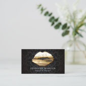 アイキャッチ3Dブラック金ゴールドリップメイクアップアーティスト 名刺 (スタンド正面)