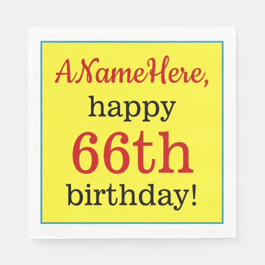アイキャッチ66th誕生日紙ナプキンス スタンダードランチョンナプキン (正面)