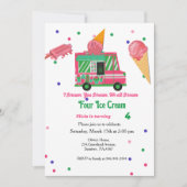 アイクリームアイスクリームガールアイスクリームバースデー 招待状 (正面)