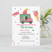 アイクリームアイスクリームガールアイスクリームバースデー 招待状 (スタンド正面)